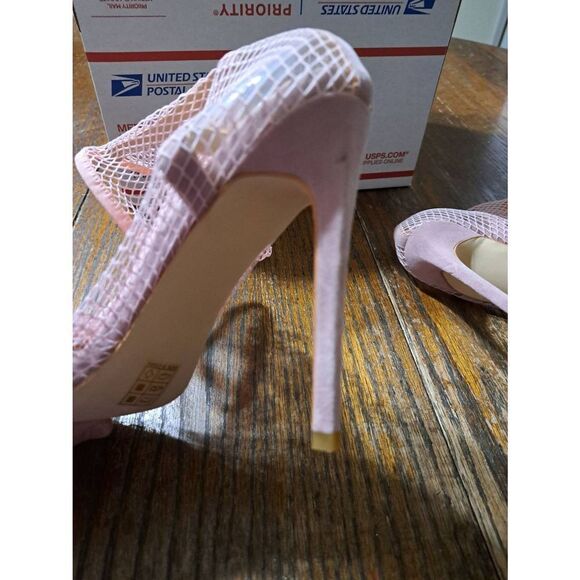 New Size 7 Simmi London Pink Fishnet Stiletto High Heel Pump Sexy Dress Shoes - Picture 9 of 10
